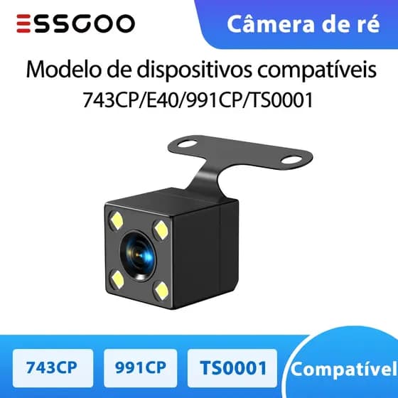 Câmera De Ré ESSGOO Para CarPlay Portátil 4LED HD 170 Graus De Visão Noturna Pacote À Prova D'água Cabo De 6M