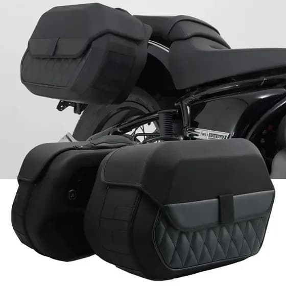 19.5L PE Base Dura Saco Lateral Da Motocicleta À Prova Dwaterproof Água Premium Couro Alforje Motor Bagagem Transportado