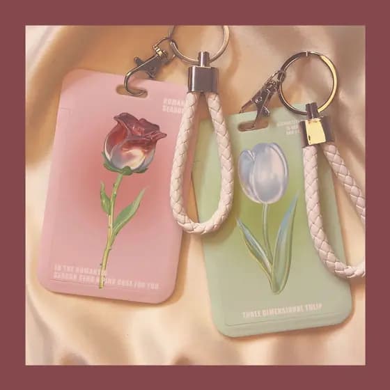 Porta-Cartões Tulip Rose Com Cordão Cartão De Ônibus De Estudante Placa De Proteção De Identificação De Trabalho