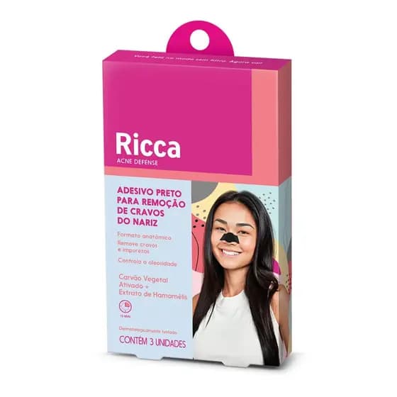 Ricca - Faixa Preta Contra os Cravos - Adesivo Removedor de Cravos (3 Unidades)
