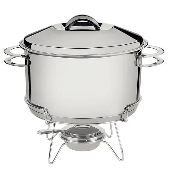 Rechaud Tramontina Solar em Aço Inox Fundo Triplo com Fogareiro e Tampa de Inox 6,1 L 65500670