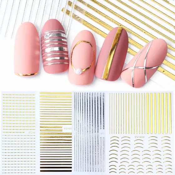 Adesivo Linhas Para Unha 3D Nail Art Listra Curva Aleatória