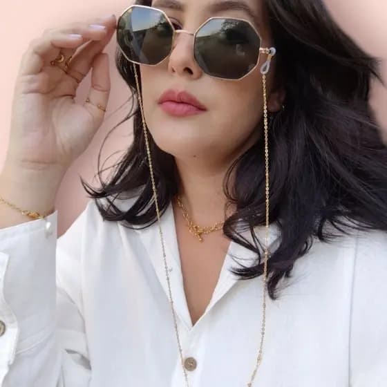 Corrente Cordão Cordinha Para Óculos Feminino Aço Inoxidável Miçangas