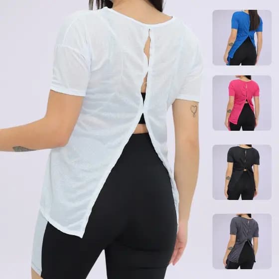 Camiseta Dry Fit Costas Aberta Roupa Academia Feminina Fitness Esportiva Treino Corrida