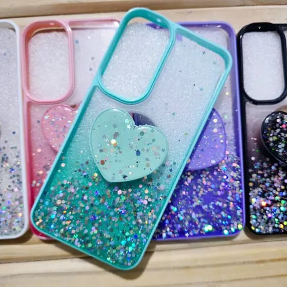 Capa capinha silicone anti impacto para Samsung A17 / A16 / A07 / A06 / A56 / A26 / A36 - com suporte de coração