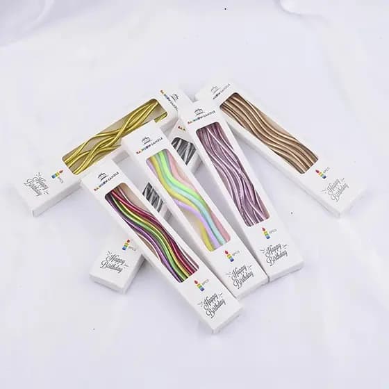 10 Kits Velas de Aniversário Metálicas Onduladas 6 Unidades por Pacote(Total 60 un ) – Para Decoração de Bolo, Festa