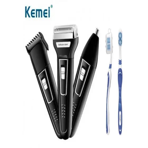 Barbeador Eletrico 3 em 1 Shaver duplo maquina cortar cabelo aparador pelos Com escova de dente