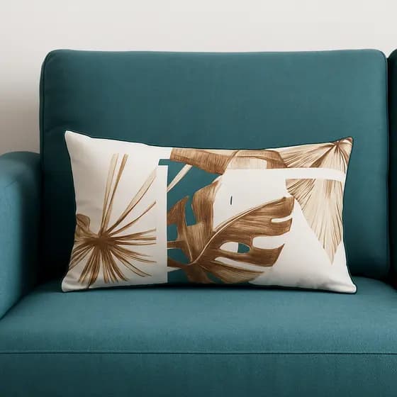 Almofada Baguete Veludo Estampado 50x28 Premium Decoração Sala Quarto Poltrona Casa