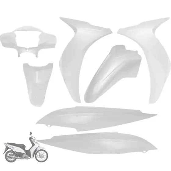 Kit Carenagem Completa 7 Peças Biz 110 I Branco 2018 À 2023