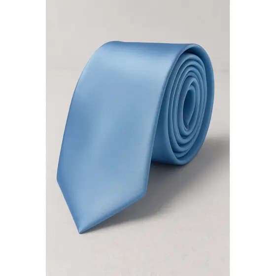 Gravatas Azul Serenity Social Cetim Semi Slim para Padrinhos Casamento Congresso Eventos Noivos Debutantes
