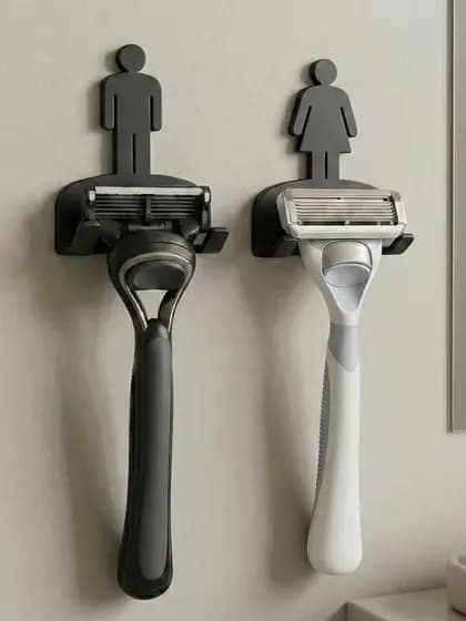 Kit 2 Suporte Barbeador Parede Sem Furo 3M Adesivo Forte Porta Gillette Organizador Premium