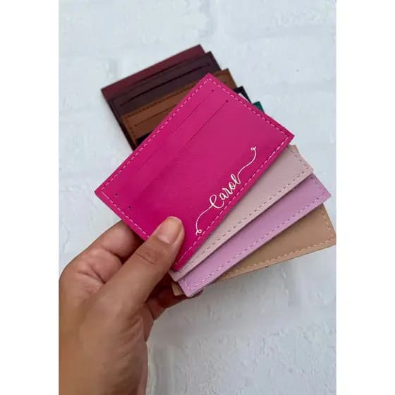 Mini Cartão Feminino Personalizado Com Nome Lembrança ,Mimo, Madrinha Em Couro Sintetico