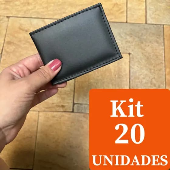 Kit De Carteira Masculina Mini Slim 20 Unidades Porta Cartão Pequena E Compacta Em Couro Sintetico