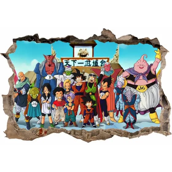 Adesivo 3d De Buraco Na Parede Dragon Ball Z Desenho Animado Decoração Quarto Infantil