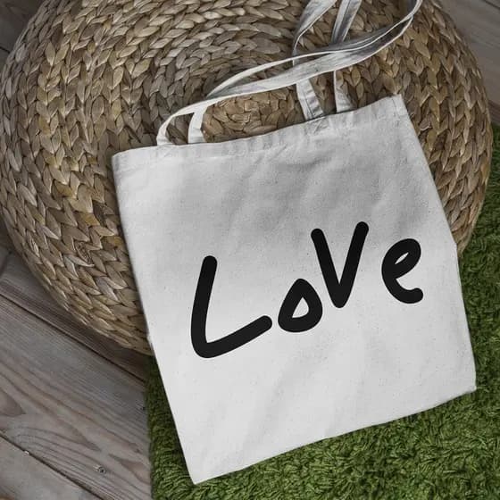 Ecobag LOVE Bolsa de Praia Feminina Amor Sacola Tecido Feira Reforçada Algodão Cru Ecologico Grande