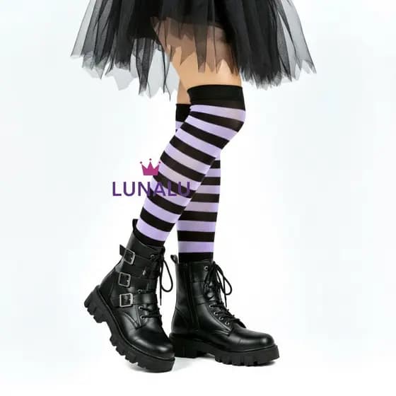Meia 3/4 Longa ou curta tamanho 34-40 Listrada Cano Alto Halloween Adulto - LUNALU