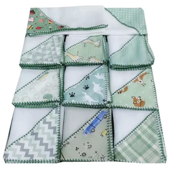 Kit 11 Fraldinhas Pano De Boca Para Bebê Bordadas 100% Algodão Menino E Menina