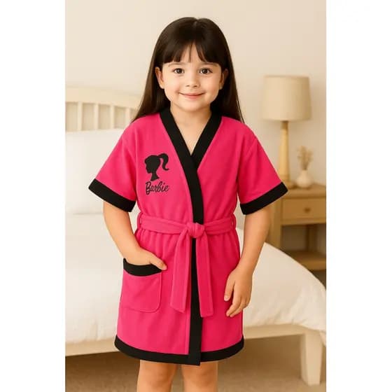 Roupão De Banho Infantil Bordado Menina