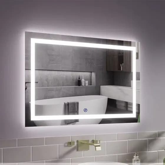 Espelho Led 100x80cm Produ Touch Screen Maquiagem Banheiro Moderno Moldura De Luz Led Bivolt Premium