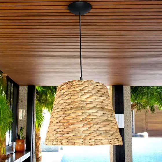 Luminária de Teto Pendente Lustre de Palha Decoração Rústico 30x25