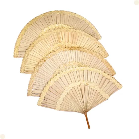 Leque de Palha Decoração composição de Parede - 4 peças