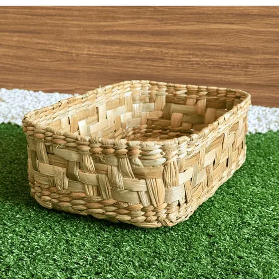 Cesta de palha Organização de Taboa Cachepot Decoração G 32,5x22x11
