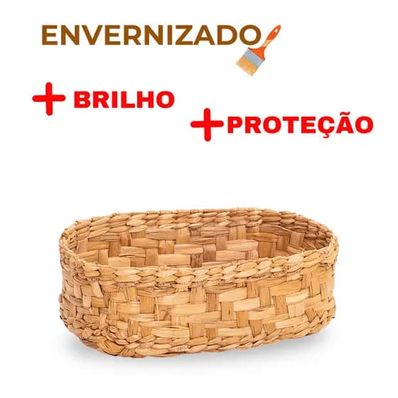 Caixa Decorativa cesta cestinha de palha de Taboa P 21x16x10
