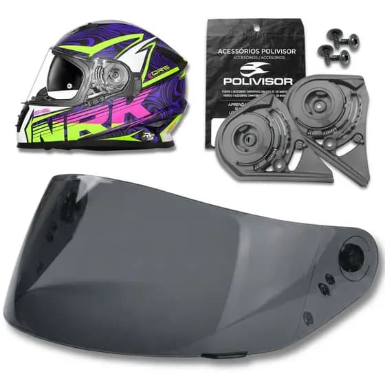 Kit Viseira Antirrisco + Fixação da Viseira P/ Norisk FF302