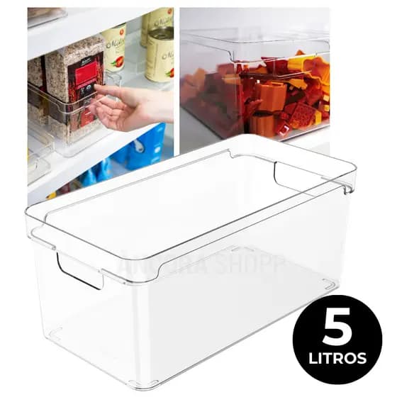 Caixa Cesto Organizador de Cozinha Armário Multiuso Ou Clear 30 x 15 Acrílico Organização Resistente
