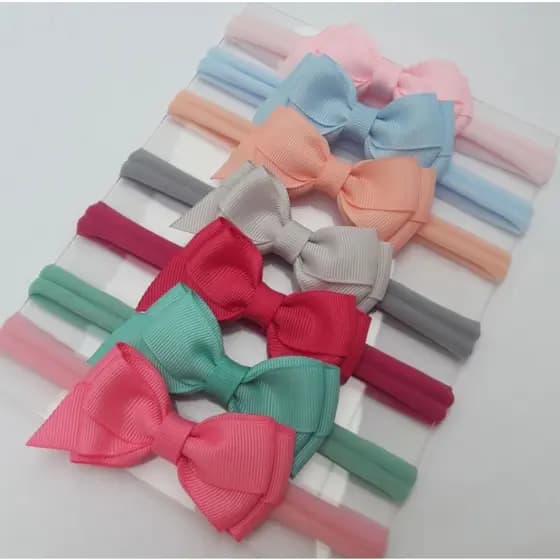 Faixa/Presilha de cabelo para bebê Laço Cruzado Duplo com Ponta - Unidade