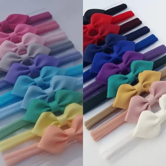 Kit 20 Faixas/Tiaras de cabelo para bebê Gravatinha Folha