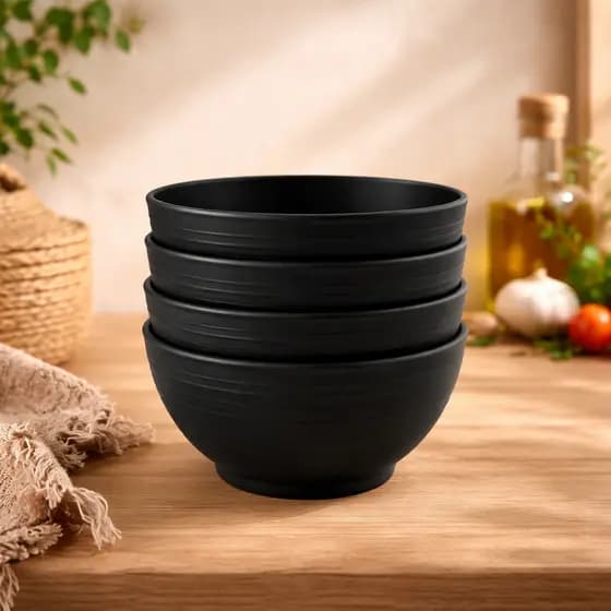 Kit Potes 600ml Preto Cumbucas Tigelas Bowls Sorvete Açai Doce Salgado Fruta