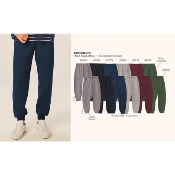 Calça de Moletom básica Malwee flanelada com 1 bolso atrás - Original com Nota Fiscal