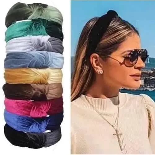 Tiara Nó Tecido Veludo Kit 4 Unidades Queridinhas das Blogueiras Tendências da Moda