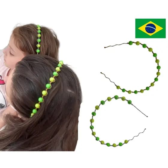Tiara Perolada Aramada Feita à Mão Fácil Manuseio Copa do Mundo Infantil e Adulto