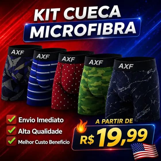 Kit Com 10 Cuecas Boxer Microfibra