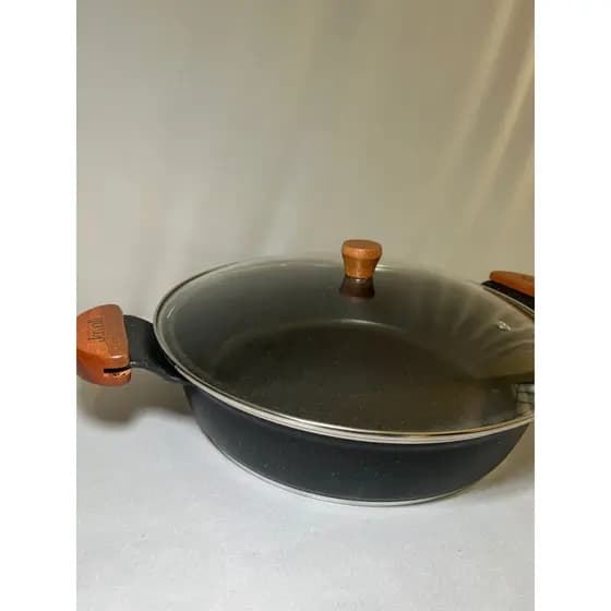 Frigideira 30cm com alça de madeira antiaderente forno e fogão granito