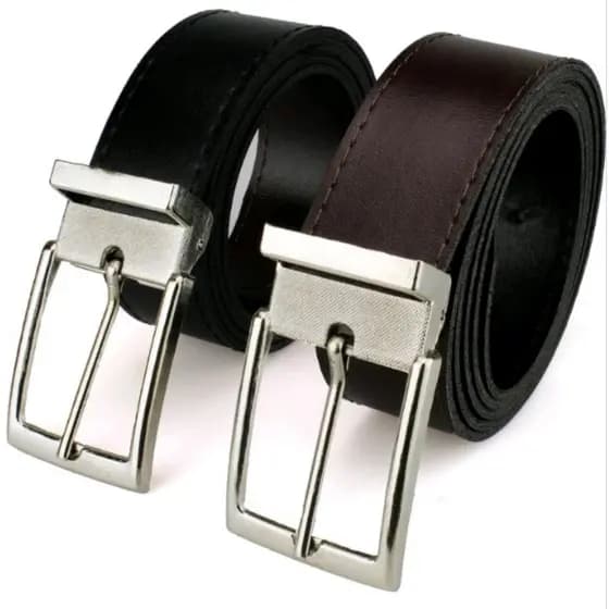 1 Cinto masculino de sintético dupla face Preto/Marrom