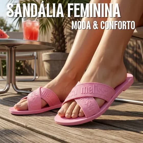 Sandália Feminina Baixa Confortável Mel M Lover Rasteirinha Estilosa Para Trabalhar Dia a Dia