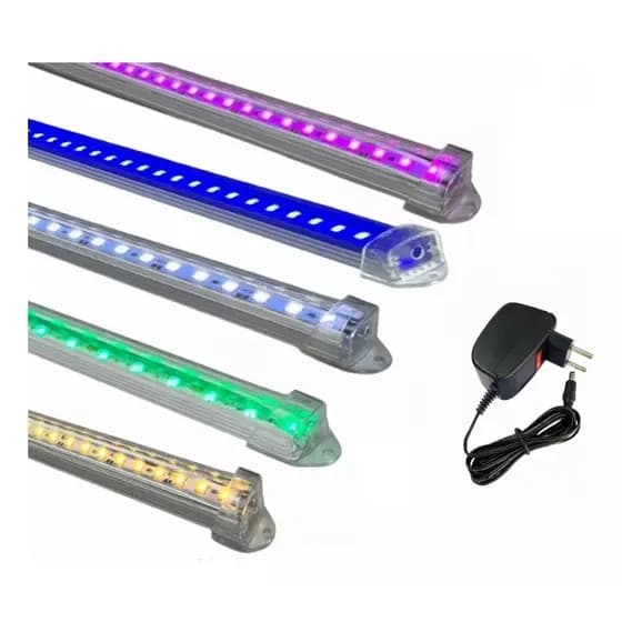 01 Luminária Led Cores Para Aquário Marinho Ou Plantado 10cm a 30cm com Plug COM FONTE