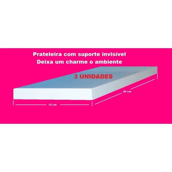 3 Prateleiras com suporte invisível, Quarto, Sala, cozinha...