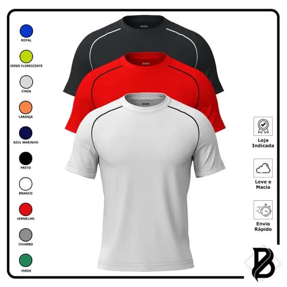 PROMOÇÃO KIT 3 BLUSAS ESPORTIVA LEVE P/ ACADEMIA CAMISETA FITNESS MASCULINA