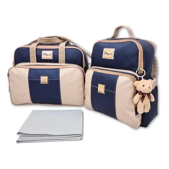 Kit Bolsas Maternidade Grande e Mochila Bebê Enxoval Personalizada + Trocador Miellu - Linha Deluxe