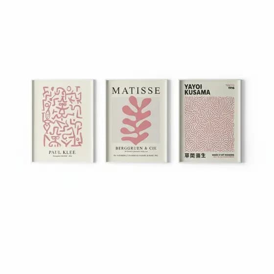 Quadro decorativo Pink and white (3 peças)