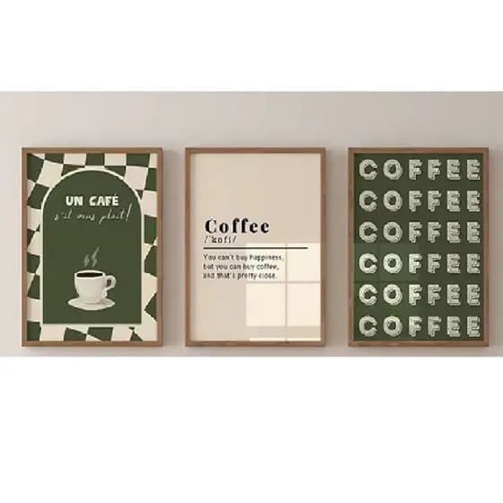 Quadros decorativos Café mergulhador pintura na moda galeria de cozinha (3 peças)