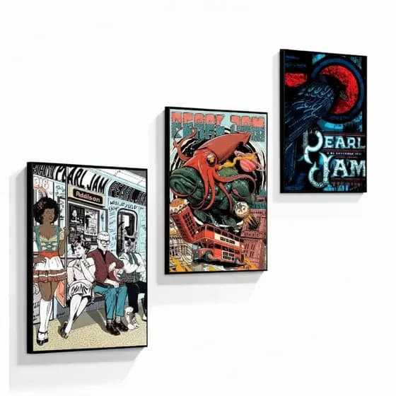 Quadros decorativos P-Pearl-Jam Band Music Album (3 peças)