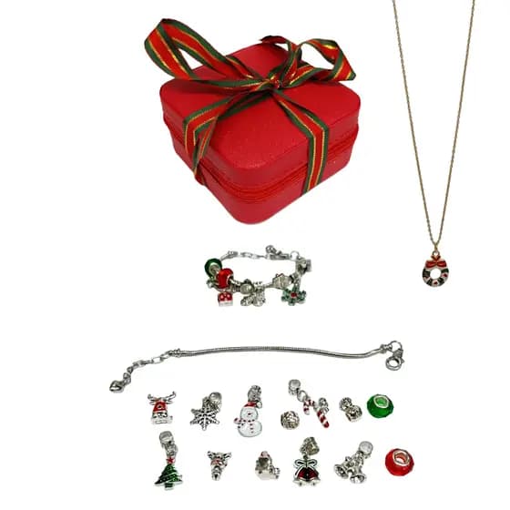 kit berloque natal bijuterias porta joias natalino enfeite gargantilha pulseiras presente pra natal