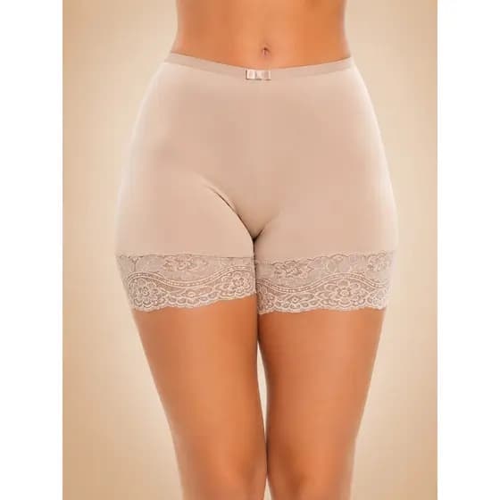 Short Segunda Pele Feminino Anágua Com Renda Anti Atrito Invisível Sob Roupa Modelador Confortável
