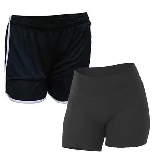 Calção Poliéster Feminino e Shorts de Lycra de Academia