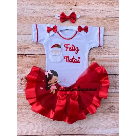 Roupa infantil natalina Body Tematico Bebê Natal